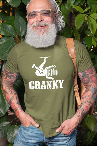 Men's Funny Fishing T-shirt Cranky fishing reel cranky funny papa dad grandpa Father's day Gift tee