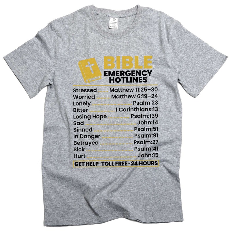 Bible Emergency Hotlines T-shirt bible verse Christian Jesus Christ motivational god tee shirt