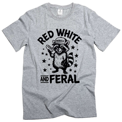 Funny 4th of July Shirt, Feral Raccoon Tee Shirt Red White and Feral Shirt