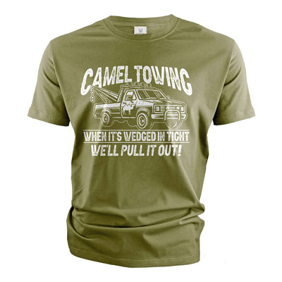 Men's Funny Camel towing T-shirt double meaning innapropriate tee shirt