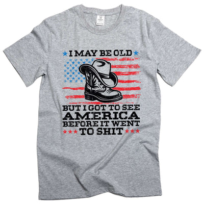 Men's USA Patriotic T-shirt I Got To See America Tee US Gifts For Him Dad Grandpa Husband Gifts