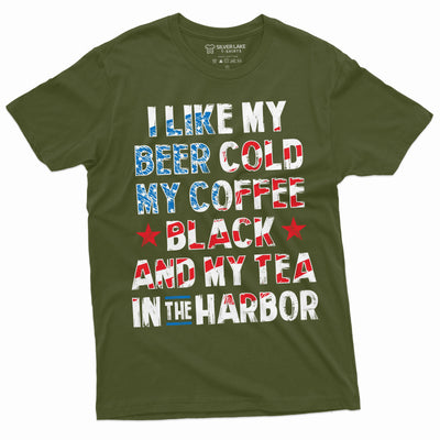 4th of July funny shirt cold beer black coffee tea in the harbor funny fourth of July shirt - Silver Lake Tshirts