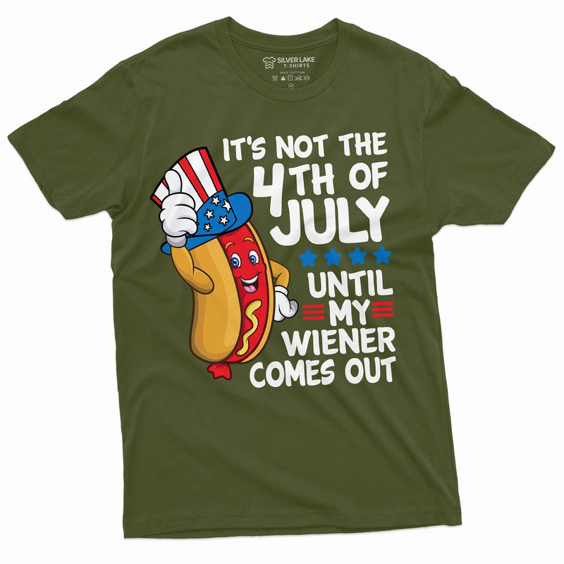 4th of July Funny Wiener T-shirt Partying Grilling Fourth Humor Gift Shirt hot dog bbq Mens offensive Tee Shirt - Silver Lake Tshirts