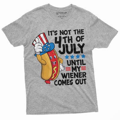 4th of July Funny Wiener T-shirt Partying Grilling Fourth Humor Gift Shirt hot dog bbq Mens offensive Tee Shirt - Silver Lake Tshirts