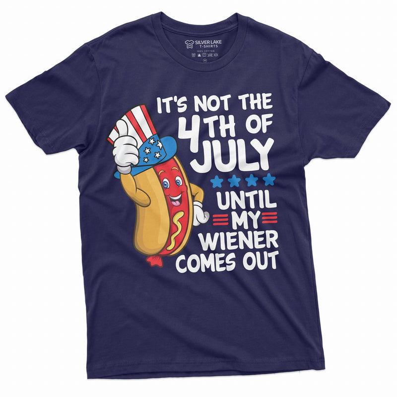 4th of July Funny Wiener T-shirt Partying Grilling Fourth Humor Gift Shirt hot dog bbq Mens offensive Tee Shirt - Silver Lake Tshirts