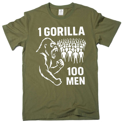 100 Men vs 1 Gorilla Internet Meme T-shirt Gorilla Challenge tee funny shirt