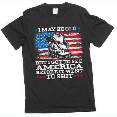 Men's USA Patriotic T-shirt I Got To See America Tee US Gifts For Him Dad Grandpa Husband Gifts