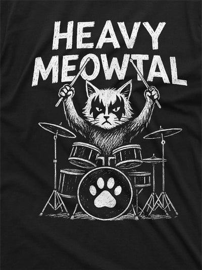Men's Heavy Meowtal T-Shirt Funny Musician Cat Tee music band drummer tee-shirt