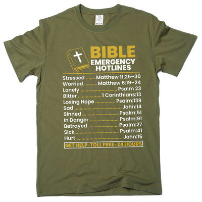 Bible Emergency Hotlines T-shirt bible verse Christian Jesus Christ motivational god tee shirt