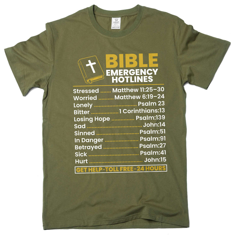 Bible Emergency Hotlines T-shirt bible verse Christian Jesus Christ motivational god tee shirt