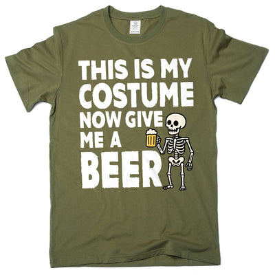 Men's funny this is my costume now give me a beer T-shirt Christmas Halloween outfit
