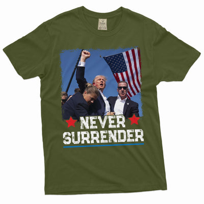 Mens DJT Shirt Donald Trump Patriotic Shirt Never Surrender Shirt Political Shirt PA Rally shirt