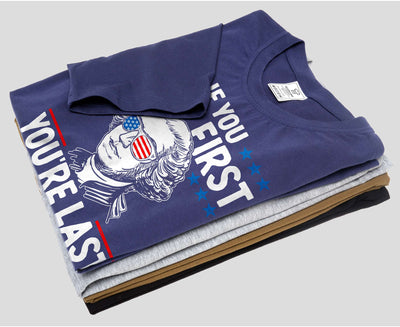 Men's 4th of July If you aint first you are last Washington T-shirt Patriotic USA Tee shirt