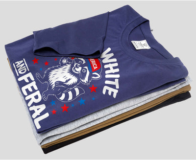 Funny 4th of July Shirt, Feral Raccoon Tee Shirt Red White and Feral Shirt