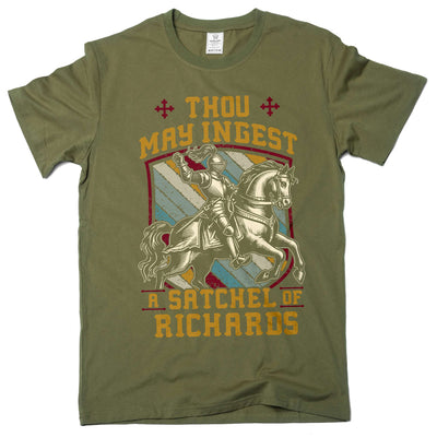 Men's Funny Adult humor satchel of richards T-shirt old English sarcastic tee