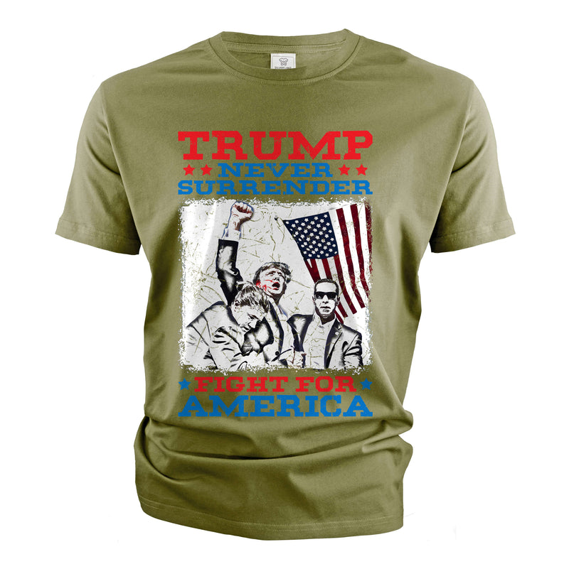 Mens Fight For America Shirt Donald Trump Shirt Trump Never Surrender Shirt Patriotic Shirt