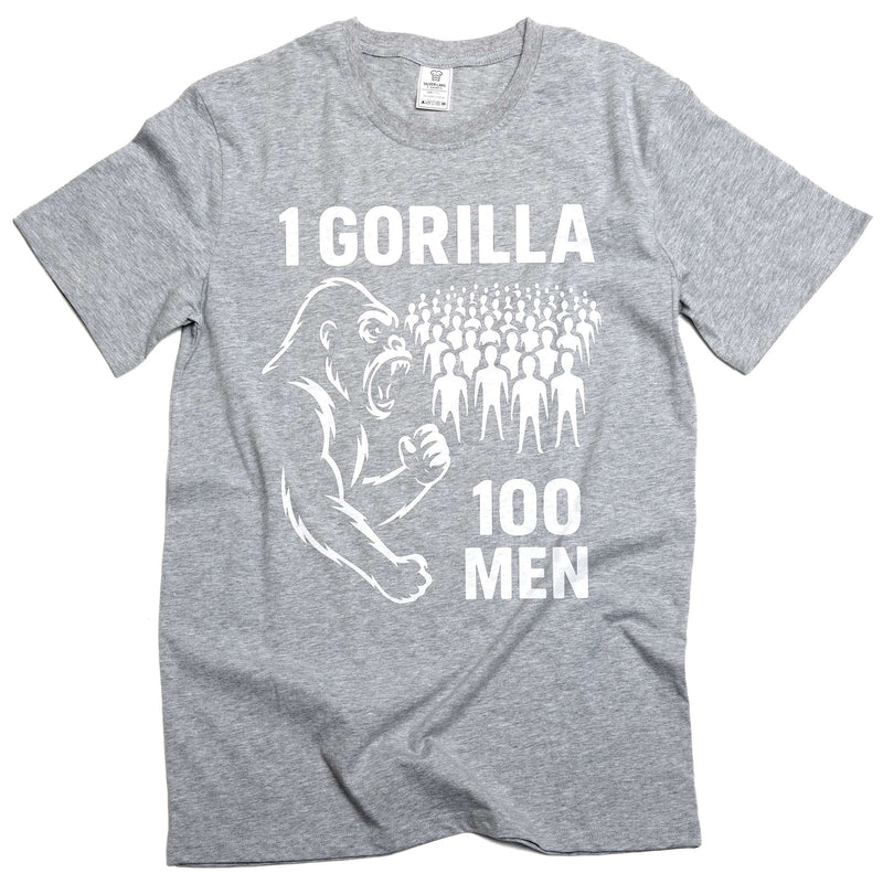 100 Men vs 1 Gorilla Internet Meme T-shirt Gorilla Challenge tee funny shirt