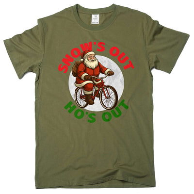 Men's Christmas funny Snow's out Ho's out T-shirt Xmas Party Santa Tee Shirt