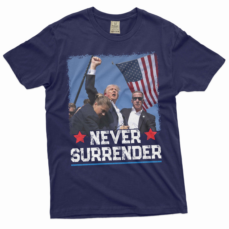 Mens DJT Shirt Donald Trump Patriotic Shirt Never Surrender Shirt Political Shirt PA Rally shirt