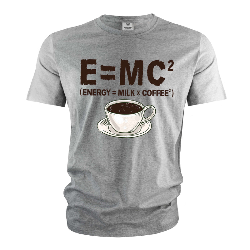 Funny Energy milk coffee science T-shirt Mass–energy equivalence Tee E = mc2 Gift tee