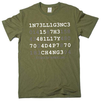 Men's Intelligence is the ability to adapt to change Tee shirt science geek shirt