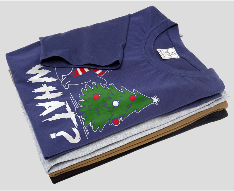 Funny Christmas Tree What Cat T-shirt humorous Xmas Pet Tee Shirt