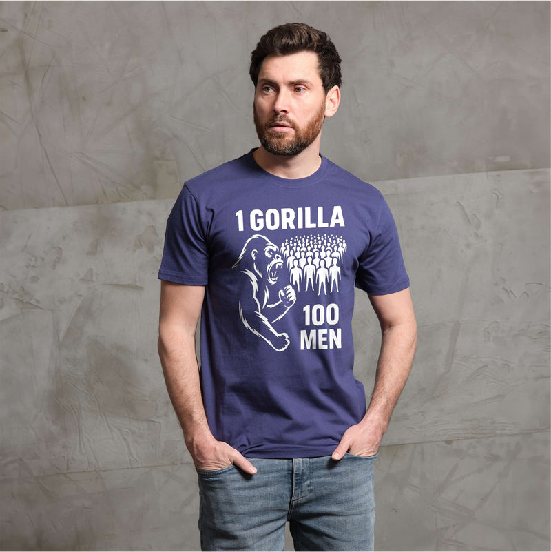 100 Men vs 1 Gorilla Internet Meme T-shirt Gorilla Challenge tee funny shirt