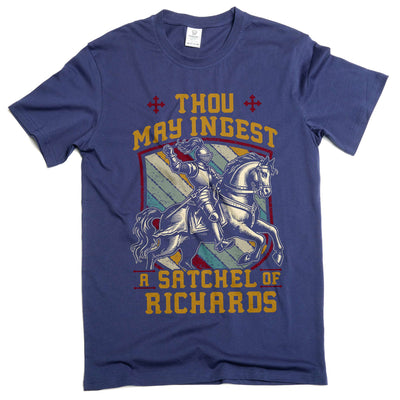Men's Funny Adult humor satchel of richards T-shirt old English sarcastic tee