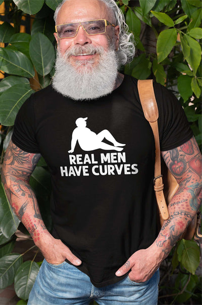 Men's Dad Bod T-shirt Real Men Have Curves Tee Funny humor humorous tee shirt joke tee