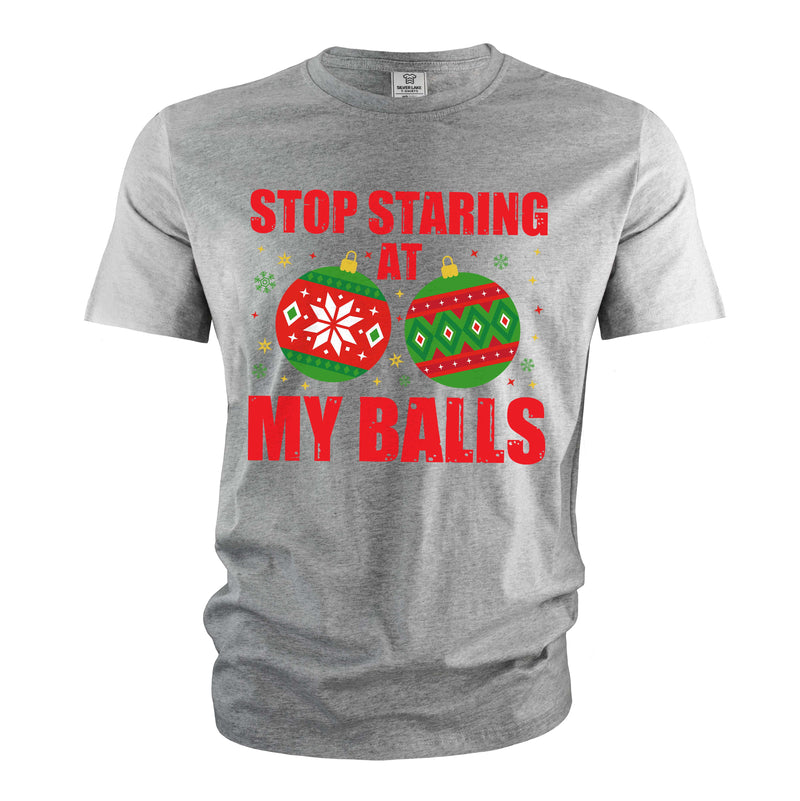 Funny Christmas Shirt Stop Staring At My Balls Shirt Funny Rude Offensive Xmas Shirt