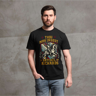 Men's Funny Adult humor satchel of richards T-shirt old English sarcastic tee