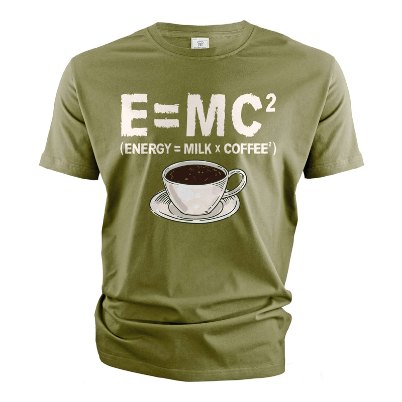Funny Energy milk coffee science T-shirt Mass–energy equivalence Tee E = mc2 Gift tee