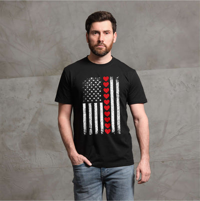 Men's USA patriotic flag love T-shirt 4th of July Independence day Love USA tee shirt