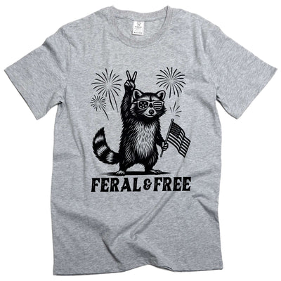 4th of July funny racoon feral and free t-shirt free wild animal patriotic USA flag funny tee shirt
