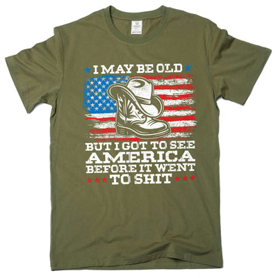 Men's USA Patriotic T-shirt I Got To See America Tee US Gifts For Him Dad Grandpa Husband Gifts