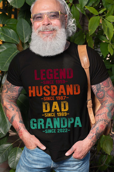 Men's Father's day Custom Gift T-shirt Husband Dad Grandpa CHANAGE YEAR Tee shirt