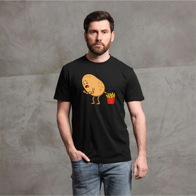 Men's Funny fried potato T-shirt how to make potato fries foodie humorous tee