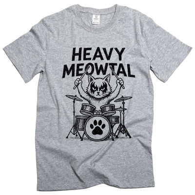 Men's Heavy Meowtal T-Shirt Funny Musician Cat Tee music band drummer tee-shirt