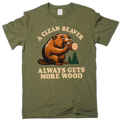 Funny Cleaner Beaver gets more wood double meaning inappropriate T-shirt