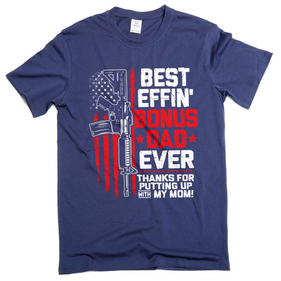 Best Bonus Dad Shirt Father's Day Gift 2nd Amendment Pro Gun Tee Step Dad Shirt