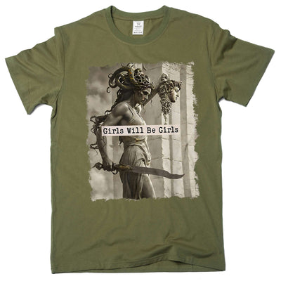 Feminist Women's Power T-shirt Girls will be girls Medusa with the Head of Perseus Tee