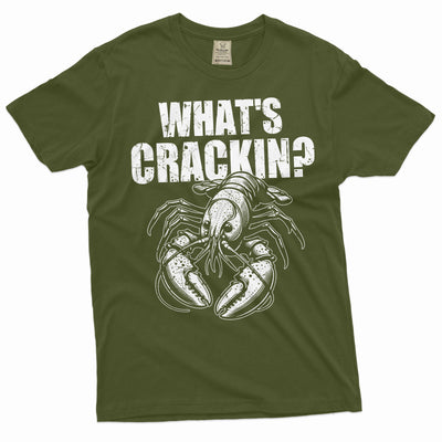 Men's Funny What's Crackin Lobster T-shirt Humor Humorous T-Shirt Sea Food T Shirt Crustacean Shirt