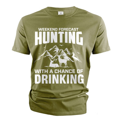 Men's Hunting Funny shirt Weekend forecast hunting with a chance of Drinking funny Father's day tee
