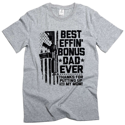 Best Bonus Dad Shirt Father's Day Gift 2nd Amendment Pro Gun Tee Step Dad Shirt