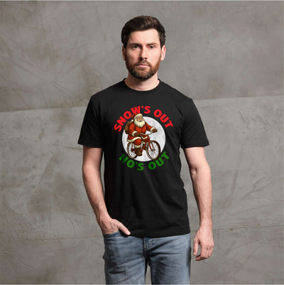 Men's Christmas funny Snow's out Ho's out T-shirt Xmas Party Santa Tee Shirt