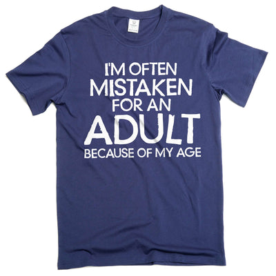 Men's Funny mistaken for an adult T-shirt gift for husband brother adulthood funny sarcastic tee