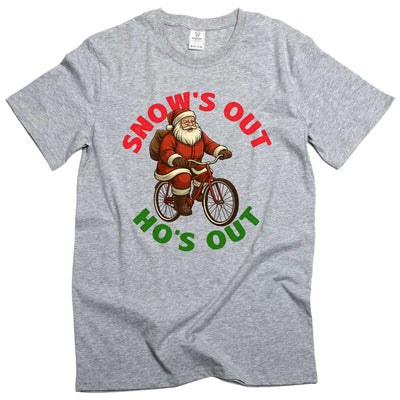Men's Christmas funny Snow's out Ho's out T-shirt Xmas Party Santa Tee Shirt