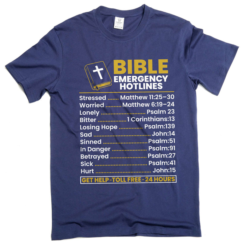 Bible Emergency Hotlines T-shirt bible verse Christian Jesus Christ motivational god tee shirt