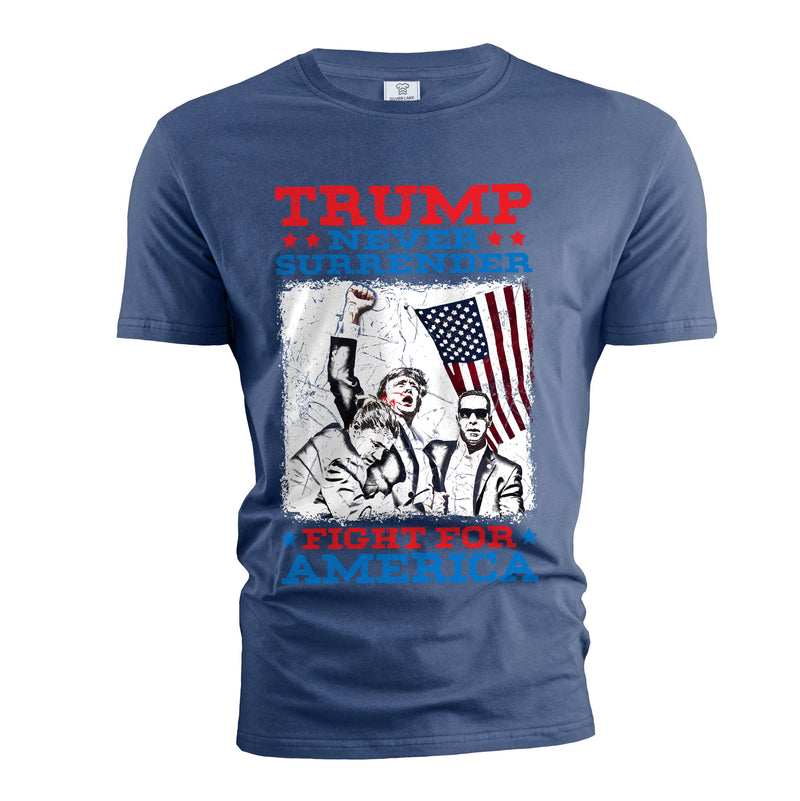 Mens Fight For America Shirt Donald Trump Shirt Trump Never Surrender Shirt Patriotic Shirt