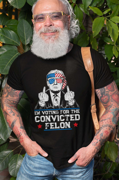 Men's Donald Trump Support Shirt Voting For Convicted Felon Tee Shirt Political Shirts